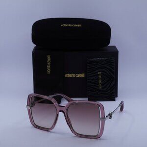 Roberto Cavalli SRC007 0D48 Square Sunglasses – Transparent Pink/Brown Gradient